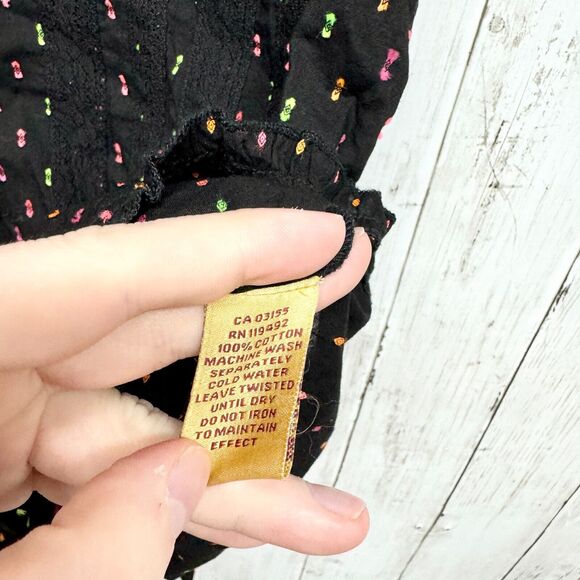 April Connel Tank Top Women Size M Blouse Black Neon Spotted Button Down Casual - Picture 4 of 5